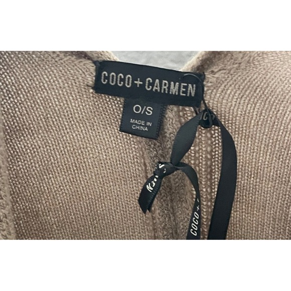 Coco Carmen Cardigan Sweater Poncho Women's One Size Tan Boho Neutral Shawl NEW - Picture 4 of 4
